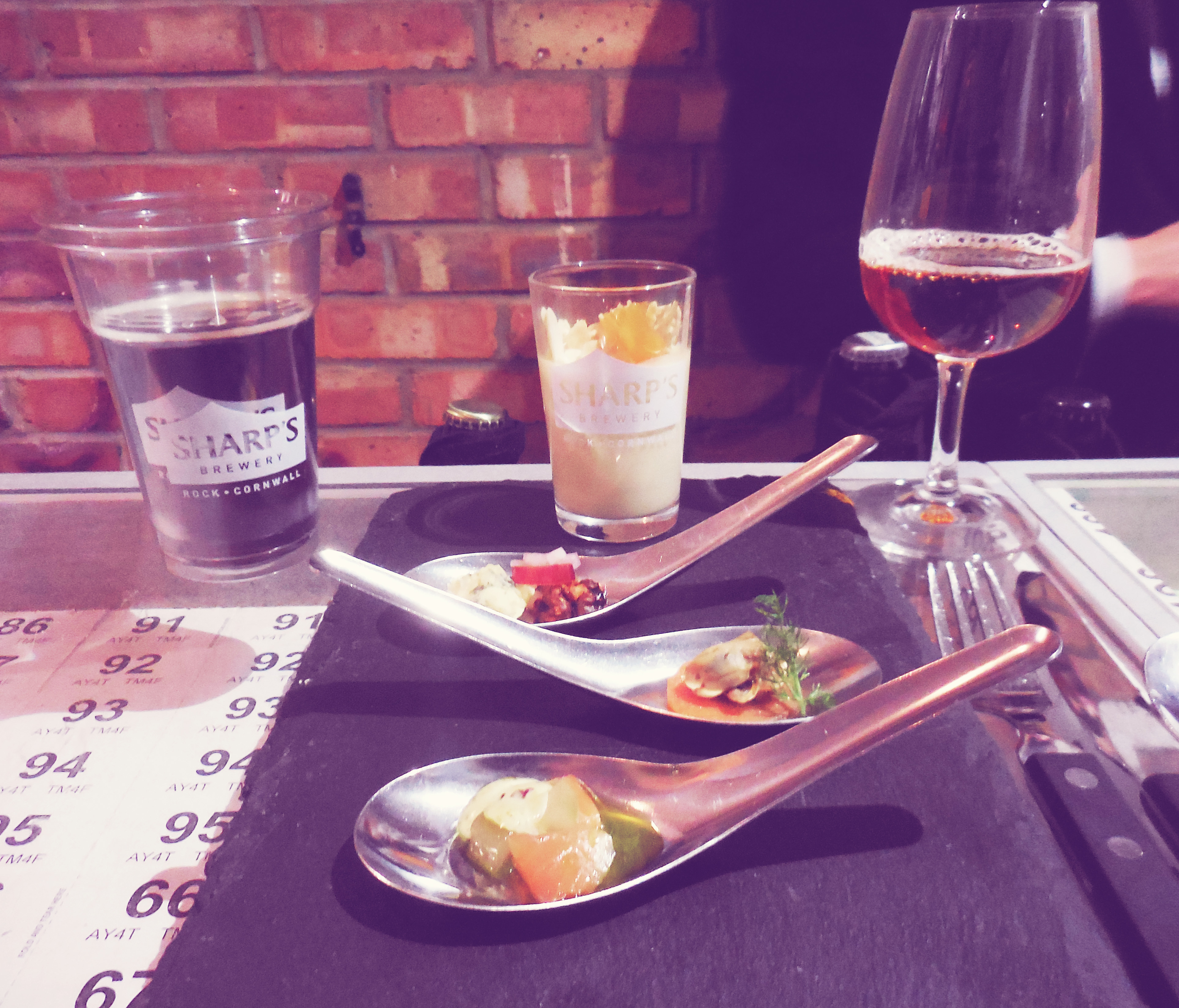 Food samples to be paired with different Sharps Brewing beers available at the Lost & Found event in London Beer Week