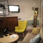 Behind the scene still of setting up The Green Room