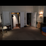Before the set of The Green Room was installed into the hotel room