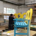 The We100 Benches being built in Trinity Set and Stage's workshop